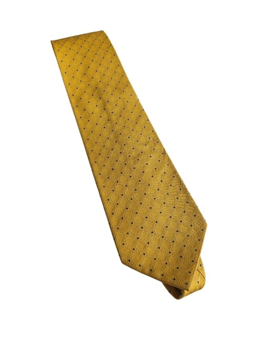 Yves Saint Laurent Mustard Yellow Dot-Pattern Silk Tie